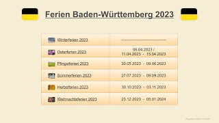 Ferien Baden Württemberg 2023 [upl. by Alleacim]