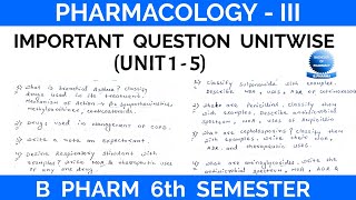 Pharmacology 6th semester important question ll Pharmacology 3 important question ll B pharmacy ll [upl. by Llerreg]