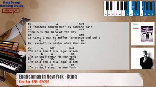 🎹 Englishman In New York  Sting Piano Backing Track with chords and lyrics [upl. by Roi229]