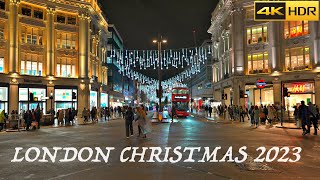 Londons First Christmas Lightson🎄2023  London Oxford Street Christmas Lights Walk 4K HDR [upl. by Emily]