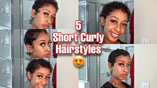 5 cute hairstyles for short curly hair awkward length big chop edition  Kamryn Nicole [upl. by Seessel]