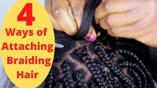 How To  4 Ways of Attaching Braiding Hair Slow Motion  Nekky Douglas [upl. by Aracahs]