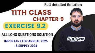 1st year Maths Chapter 9 Exercise 92 Solution  FSc Part 1 Maths  11th class supply exam 2024 [upl. by Arther]