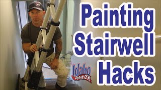 PAINTING A STAIRWELL Handyman hacks painting in high amp tight spaces [upl. by Bryon]