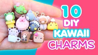 10 DIY KAWAII CHARMS  POLYMER CLAY TUTORIAL [upl. by Navert921]