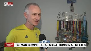 Man completes 50 marathons in all US states [upl. by Latashia]