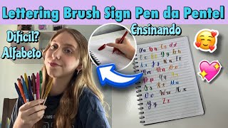 COMO FAZER LETTERING COM AS BRUSH PENS SIGN PEN DA PENTEL  passo a passo [upl. by Barde451]