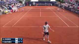 Zverevs first Challenger title ATP Braunschweig 2014 Zverev  Mathieu Final Highlights [upl. by Neerahs945]