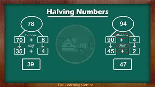 Halving Numbers  Maths Made Easy  Faz Learning Centre [upl. by Ahseila879]