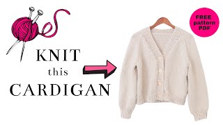 Knit an Easy Button Cardigan  FREE Knitting Pattern  Tutorial [upl. by Evy]