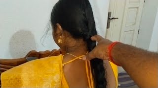 Beautiful long hair braid play amp pulling by man Long hair braid open by man indianhairplay [upl. by Waltner]