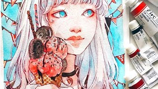 ICE CREAM  HUNGRY Watercolor series [upl. by Oelc]