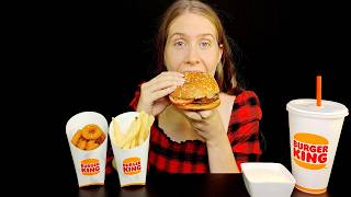 ASMRBURGER KINGJUICY BURGERCRISPY ONION RINGSMUKBANG [upl. by Mariken714]