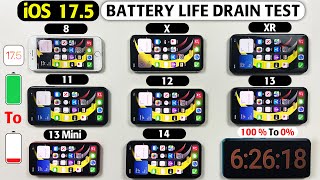 iOS 175 Battery Test Showdown  iPhone 8 vs X vs XR vs 11 vs 12 vs 13 vs 13 Mini vs 14 BATTERY TEST [upl. by Atalanta]