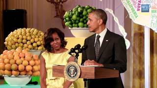 President Obama Surprises Kids Dinner At White House [upl. by Tosch]