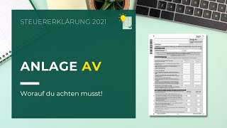 Anlage AV ausfüllen  Steuererklärung 2021 [upl. by Ricker]