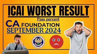 ICAI worst Results Foundation September 2024 Pass Percentage Released by ICAI [upl. by Ute459]