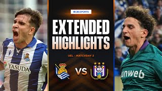 Real Sociedad vs Anderlecht Extended Highlights  UEL League Phase MD 2  CBS Sports Golazo [upl. by Natalya347]