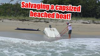 Rescuing a Capsized amp Beached 16 Sundance Boat  Salvage Parbuckle Recovery captainretriever [upl. by Karlise]