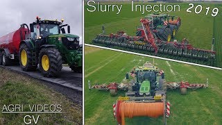 Slurry 2019  John Deere 6230R  John Deere 6175R  Steyr 6300  Slurry injection 2019  4K [upl. by Aizatsana]