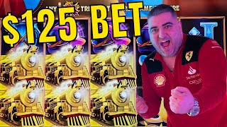 125 Spin HUGE JACKPOT On All Aboard Slot Machine [upl. by Sello]