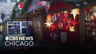 Vendors set up for Christkindlmarket a Chicago holiday tradition [upl. by Ocirederf]