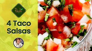 4 Taco Salsas Avocado Salsa Recipe  Tomatillo Avocado Salsa  Pico De Gallo Salsa Recipe [upl. by Ellery923]