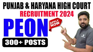 🚨Vacancy for Peon at Punjab and Haryana High Court 2024  300 Posts Available  Job Wanter [upl. by Ojyma]