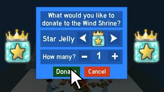 Donating A Star Jelly To Wind Shrine Bee Swarm Simulator Roblox [upl. by Lustig571]