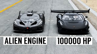 Bugatti Bolide 90000 HP Alien Engine vs 100K HP Koenigsegg Jesko Black Devil  Special Stage Route [upl. by Sirromaj]