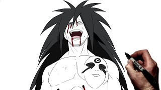 How To Draw Madara Laughing  Step By Step  Naruto [upl. by Furlani]