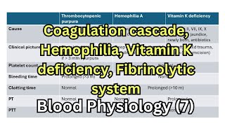 شرح فسيولوجي Coagulation cascade Hemophilia Vitamin K deficiency Fibrinolytic system [upl. by Milman]