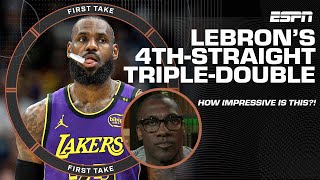 Shannon Sharpe GOES OFF about LeBron James recording his 4th straight tripledouble 🔥  First Take [upl. by Anneliese723]