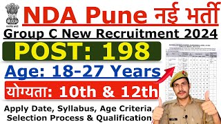 NDA Pune Group C Recruitment 2024  NDA Pune MTS LDC New Vacancy 2024  Age Syllabus Details [upl. by Ellered]