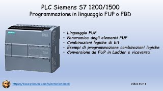 PLC Siemens S7 1200  Introduzione al linguaggio a blocchi FUP FBD [upl. by Htennaj]