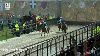 Palio di Legnano 2023 prima batteria Legnarello e La Flora in finale [upl. by Enibas764]