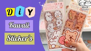 How to make kawaii sticker Diy handmade sticker at home easy to make paper craft Journal sticker [upl. by Notfilc]