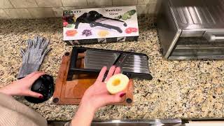 VEKAYA Adjustable Mandoline Slicer Mandoline Slicer for Kitchen Mandolin with Cut Resistant Gloves [upl. by Lemak]