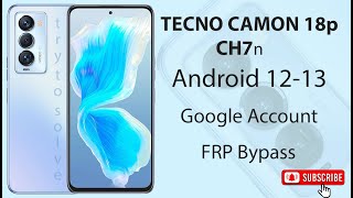 tecno camon 18p ch7n google account frp bypass without pc [upl. by Oer]