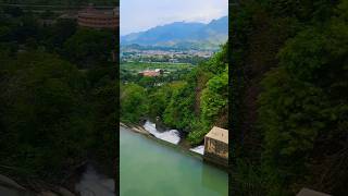 Release of dam water spillway operation water sound amazingview green environment travel short [upl. by Naihs342]