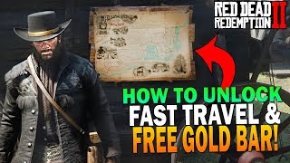 How To Unlock Fast Travel Easy amp Get A Free Gold Bar Red Dead Redemption 2 Gameplay [upl. by Ardnait102]