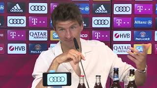 Müller saying LewanGOALski but everyone laughs [upl. by Evaleen401]