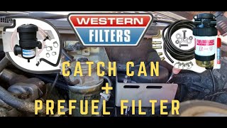 PAJERO CATCH CAN AND PREFUEL INSTALL  WESTERN FILTERS  HOW TO INSTALL CATCH CAN amp PREFUEL FILTER [upl. by Routh]