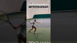 Pure striking from 14yearold Ksenia Efremova against Hugo Grenier ATP No 155 [upl. by Kcirtap]