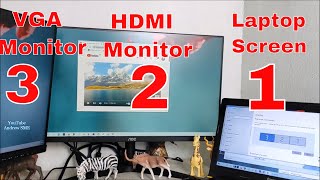 How To Setup Dual Monitor or Triple Monitor VGA and HDMI on a Laptop or Desktop PC [upl. by Ennairej]