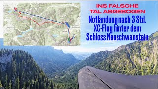 Gleitschirm Notlandung nach 35km XC hinter dem Schloss Neuschwanstein Tegelberg [upl. by Sakul]