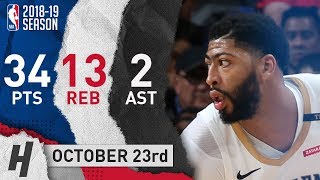 Anthony Davis Full Highlights Pelicans vs Clippers 20181023  34 Pts 2 Ast 12 Reb [upl. by Ariday400]