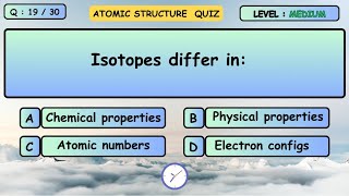 Atomic Structure  Ultimate CHEMISTRY MCQ Challenge to test your knowledge Competitive Exams [upl. by Annaynek]