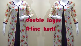 Letest designer double layer kurti cutting and stitching [upl. by Innep]