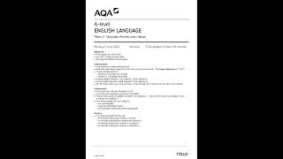 AQA A LEVEL ENGLISH LANGUAGE PAPER 2 QUESTION PAPER 202377022language diversity and change [upl. by Atniuqal]